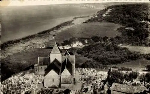 Ak Varengeville sur Mer Seine Maritime, Kirche, Klippen