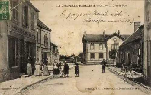 Ak La Chapelle Rablais Seine et Marne, La Grande Rue