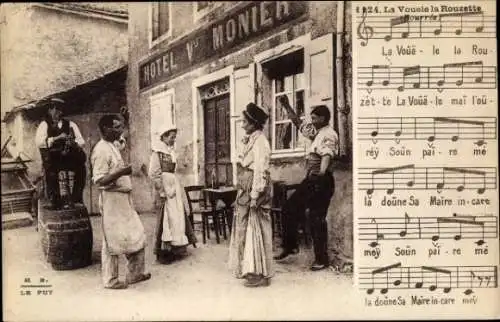 Ak Le Puy en Velay Haute Loire, Hotel Monier, Arbeiter, Noten La Vouele la Rouzette