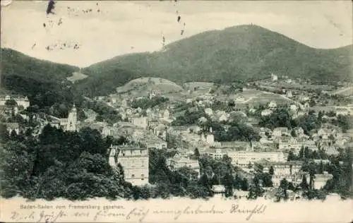 Ak Baden Baden am Schwarzwald, Totalansicht, Blick vom Fremersberg