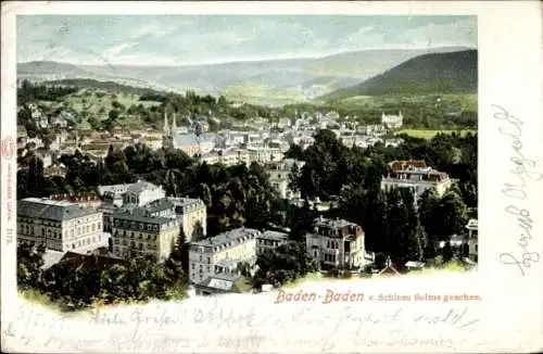 Ak Baden Baden am Schwarzwald, Teilansicht, Blick vom Schloss Solms