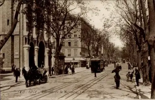 Ak Nizza Nizza Alpes Maritimes, Avenue de la Victoire, Straßenbahn