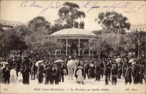 Ak Nice Nice Alpes Maritimes, Musik im öffentlichen Garten