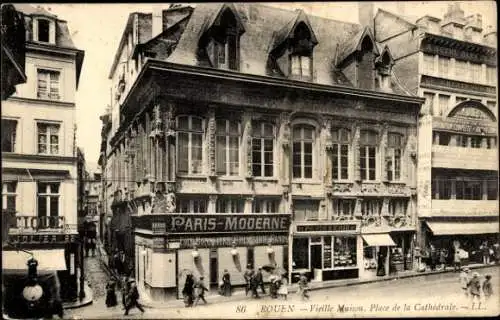 Ak Rouen Seine-Maritime, Altes Haus, Place de la Cathedrale