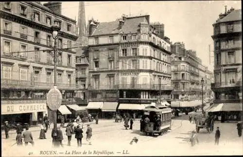 Ak Rouen Seine Maritime, Place de la République