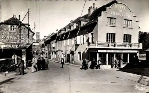 Ak Pont de Salars Aveyron, Grande Rue, Hotel des Voyageurs