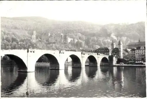 Foto Ak Neckargemünd am Neckar, Teilansicht vom Ort, Brücke