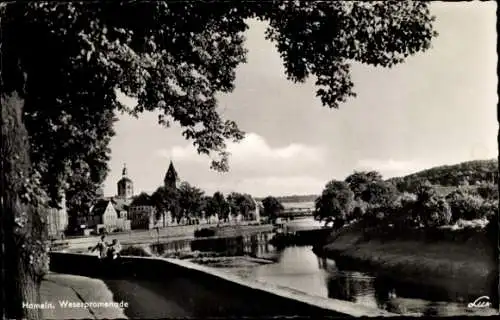 Ak Hameln an der Weser, Weserpromenade