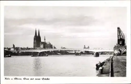 Ak Köln am Rhein, Dom, neue Brücke, Kran