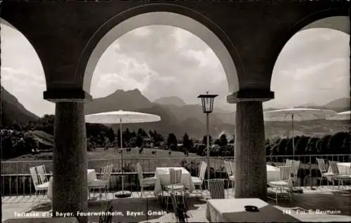 Ak Bayerisch Gmain Oberbayern, Bayr. Feuerwehrheim, Terrasse