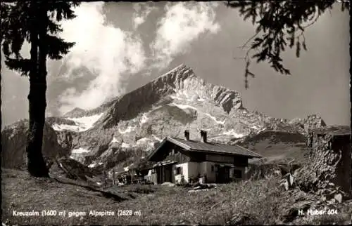 Ak Garmisch Partenkirchen in Oberbayern, Kreuzalm, Alpenspitz