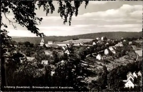 Ak Arnsberg im Sauerland, Grimmestraße, Kreuzkirche, Wohnhäuser