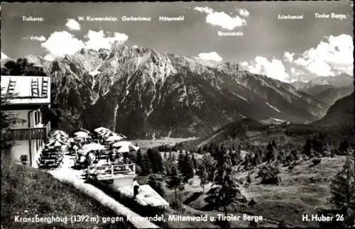 Ak Mittenwald in Oberbayern, Kranzberghaus, Karwendel, Tiroler Berge