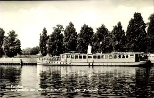 Ak Potsdam, Anlegestätte der Weißen Flotte mit Dampfer Potsdam