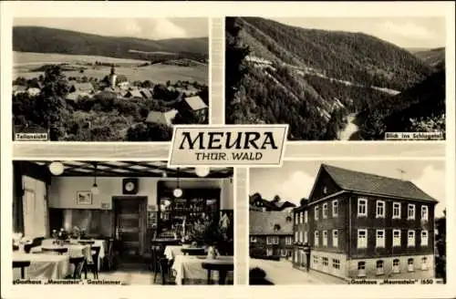 Ak Meura Thüringer Wald, Panorama, Schlagetal, Gasthaus Meurastein