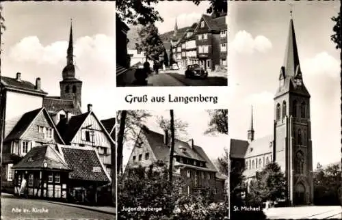 Ak Langenberg Velbert im Rheinland, Alte ev. Kirche, Jugendherberge, St. Michael