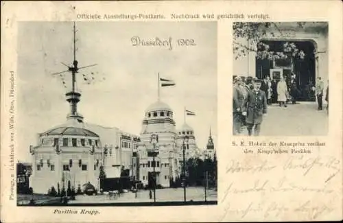 Ak Düsseldorf am Rhein, Industrie und Gewerbeausstellung 1902, Kronprinz, Pavillon Krupp