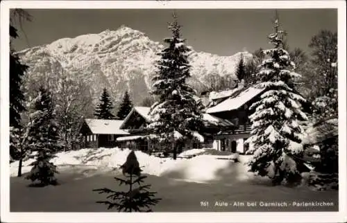 Ak Garmisch Partenkirchen in Oberbayern, Aule-Alm, Winter