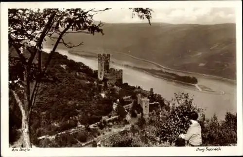 Ak Burg Sooneck bei Niederheimbach, Blick auf Burg mit Umgebung