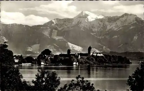 Ak Fraueninsel Chiemsee Oberbayern, Gesamtansicht, Hochgern