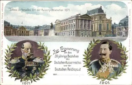 Ganzsachen Ak Versailles Yvelines, Schloss, Kaiserproklamation 1871, Kaiser Wilhelm II