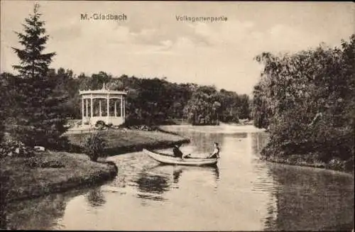 Ak Mönchengladbach am Niederrhein, Volksgarten, Ruderboot