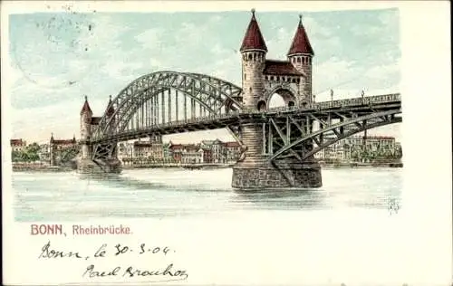 Ak Bonn am Rhein, Rheinbrücke