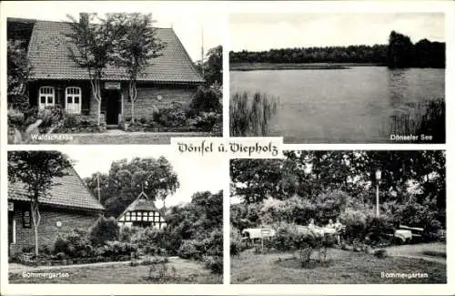 Ak Dönsel Dickel im Landkreis Diepholz, Waldschänke von Heinrich Dönselmann, Garten, Dönseler See