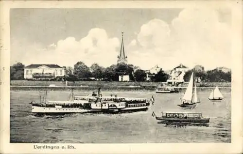 Ak Uerdingen Krefeld am Niederrhein, Segelboote, Dampfer