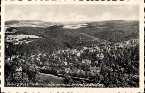 Ak Lutherstadt Eisenach in Thüringen, Wartburg, Marienhöhe, Burschenschaftsdenkmal, Hörselberg