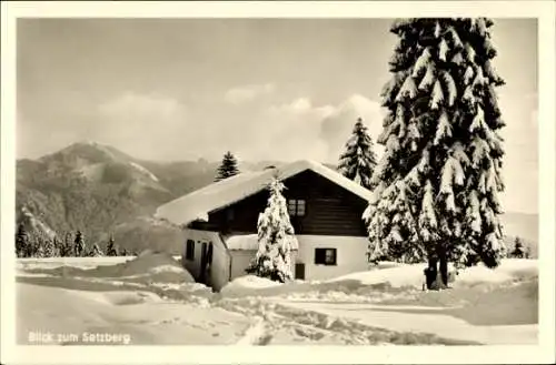 Ak Kreuth am Tegernsee Oberbayern, Gründhütte am Hirschberg, Setzberg, Winter