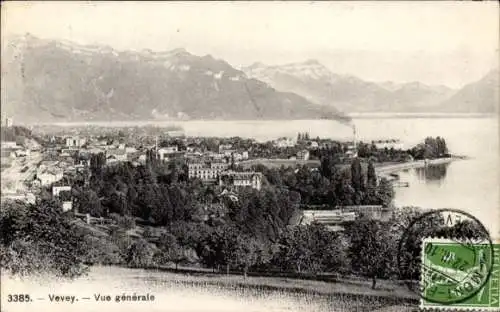 Ak Vevey Kanton Waadt, Gesamtansicht