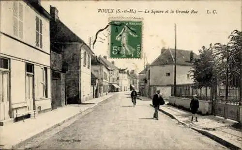 Ak Voulx Seine et Marne, Square, Grande Rue