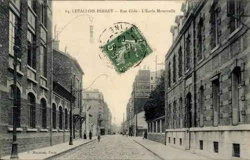 Ak Levallois Perret Hauts de Seine, Rue Gide, Kindergarten