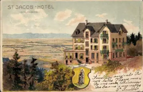 Wappen Litho Obernai Elsass Bas Rhin, Odilienberg Mont Sainte Odile, St. Jacob Hotel