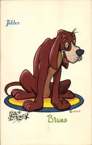 Künstler Ak Walt Disney, Comic, Hund Bruno, Reklame, Chocolat Tobler