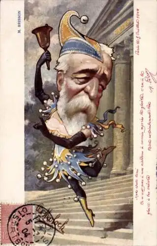 Künstler Ak Moloch, B., Henri Brisson, Premierminister Frankreichs, Karikatur, Hofnarr