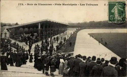 Ak Paris XII Bois de Vincennes, Stadtbahn, Tribünen