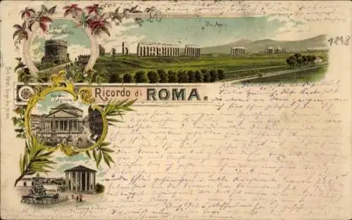 Litho Roma Rom Lazio, Via Appia, Pantheon, Tempio di Vesta