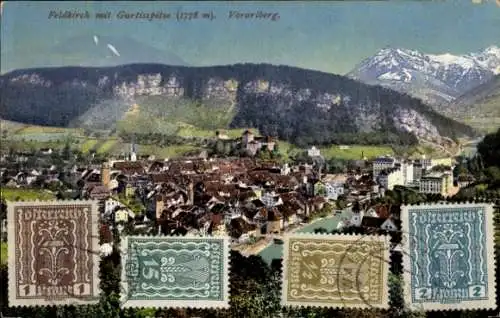 Ak Feldkirch Vorarlberg, Gesamtansicht, Gurtisspitze