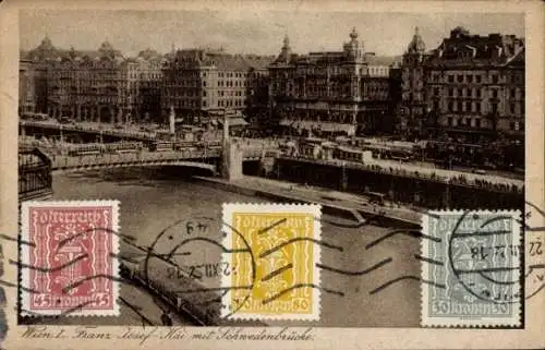 Ak Wien 1 Innere Stadt, Franz Josef Kai, Schwedenbrücke