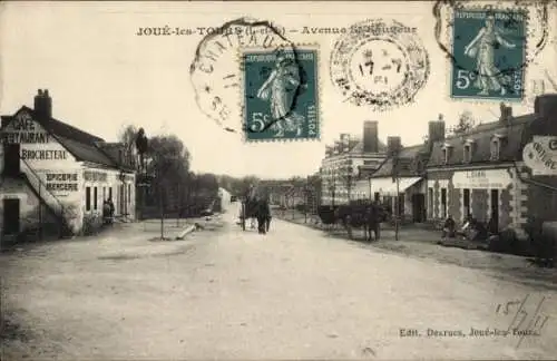 Ak Joué les Tours Indre et Loire, Avenue, Café Bricheteau, Lebensmittelgeschäft