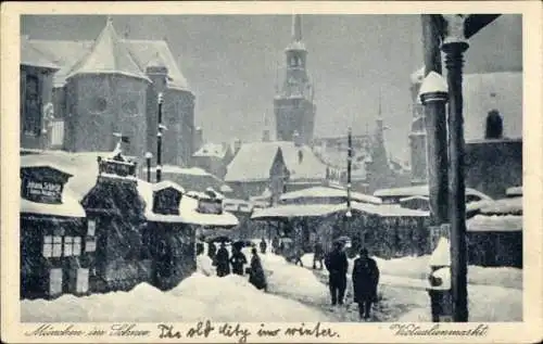 Ak München, Victualienmarkt im Schnee