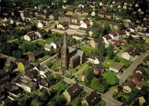 Ak Leichlingen im Rheinland, Katholische Kirche St. Johannes Baptist, Luftbild