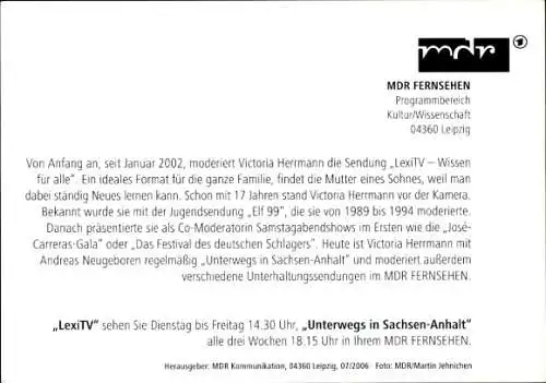 Ak Moderatorin Victoria Herrmann, Portrait, Lexi TV, Autogramm