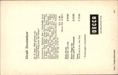 Ak Sänger Drafi Deutscher, Portrait, Autogramm