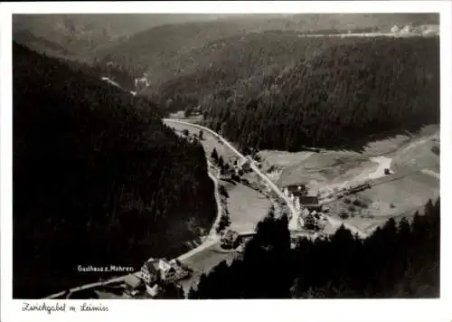 Ak Zwickgabel Baiersbronn im Schwarzwald, Fliegeraufnahme, Leimiss, Gasthaus zum Mohren