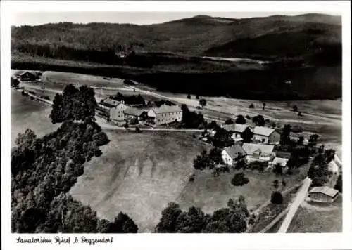 Ak Deggendorf im Bayerischen Wald Niederbayern, Fliegeraufnahme, Sanatorium Rüsel