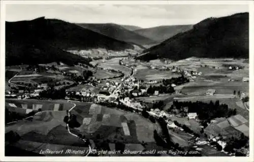 Ak Mitteltal Baiersbronn im Schwarzwald, Fliegeraufnahme