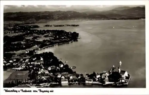 Ak Wasserburg am Bodensee Schwaben, Fliegeraufnahme